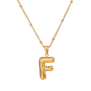 Collana con ciondolo da donna in acciaio inossidabile placcato Colore oro , stile casual semplice, a forma di lettera F, 1 pezzo h5 